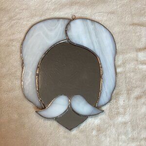Vintage Handmade Stained Glass Man With Mustache Head Face Mirrored Decoration